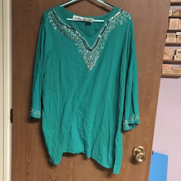 Teal v-neck tunic - Picture 1 of 2
